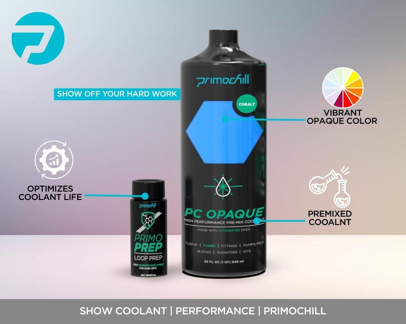 PrimoChill Opaque - Computer WaterCooling Show Coolant, Solid/Non-Transparent, Full Protection, Advanced User, PrimoPrep Included, Proudly Made in The USA (32oz/.9L) - Cobalt - Image 2